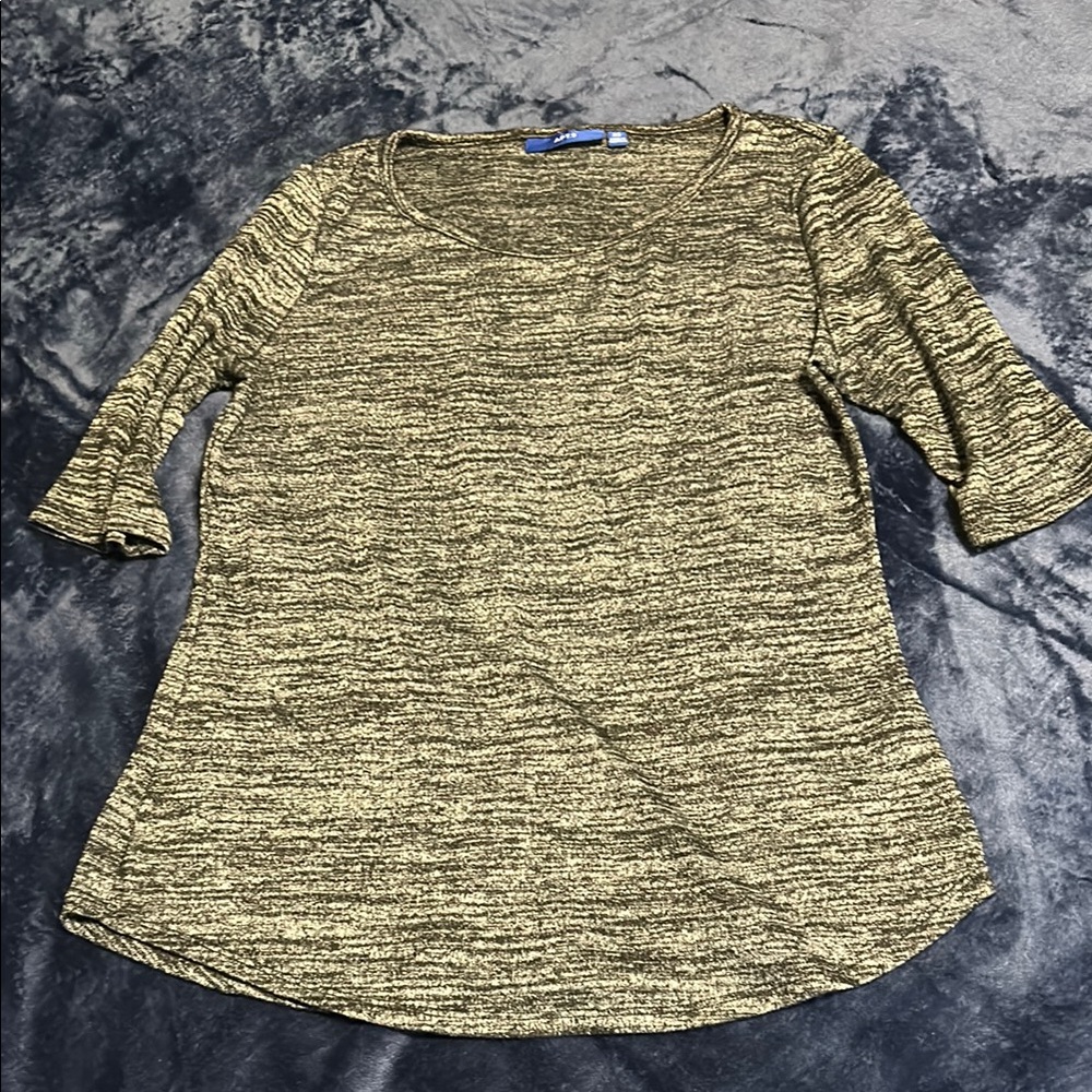 Apt. 9 Gray and Black 3/4 Sleeve Relaxed Blouse